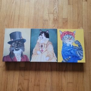 Set of 3 Carol Lew Historic Cat Canvas Prints